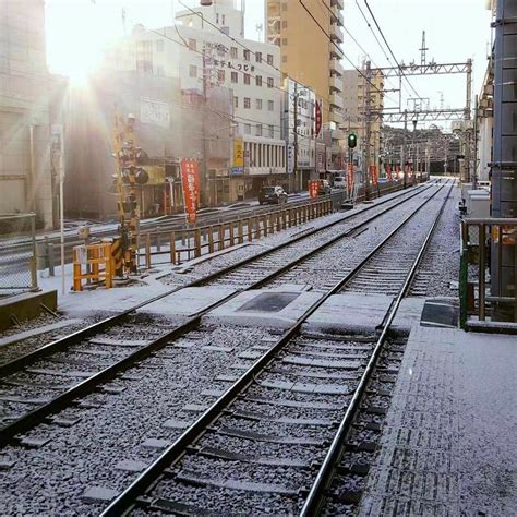 Snow in Osaka | Railroad tracks, Osaka, Japan