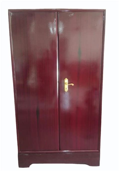 With Locker 8 5feet Maroon Double Door Steel Almirah 4 Shelves