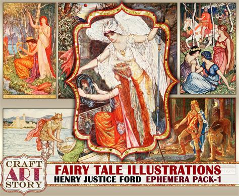 Vintage Fairy Tale Art Illustrations Ephemera Pack Printable Kit