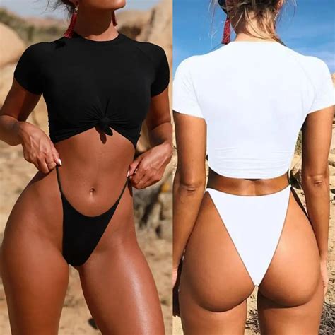 Hot Sexy Knot Crop Top Bikini Strappy Women Thong Bikini Swimsuit