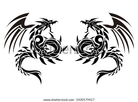 Art Two Dragonstribal Dragons Tattoo Stock Vector Royalty Free 1430579417 Shutterstock