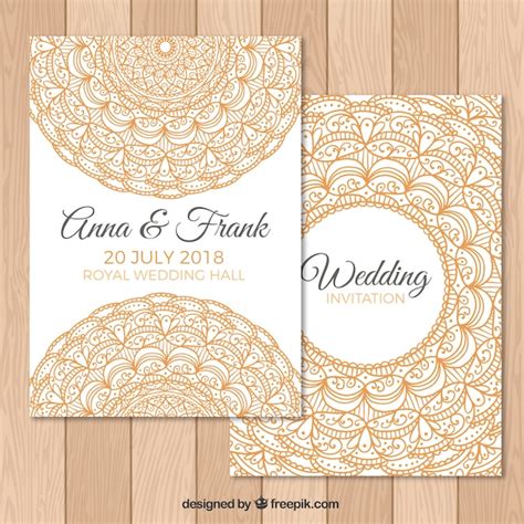 Carte De Mariage Mandala D Or Vecteur Gratuite