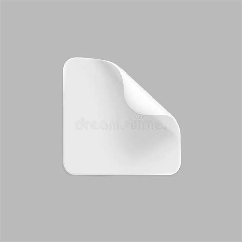 White Square Glued Stickers With Curled Corners Mock Up Set Blank