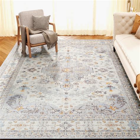 SIXHOME Pet Friendly Machine Washable Low Pile 5x7 Area Rug