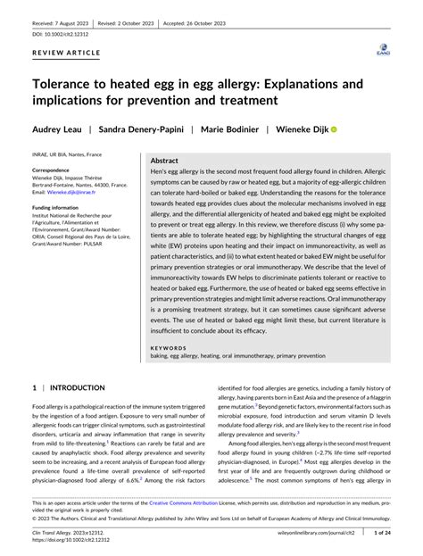 Pdf Tolerance To Heated Egg In Egg Allergy Explanations And