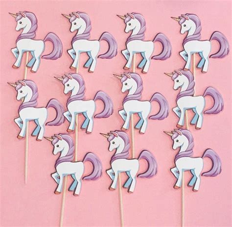 Unicorn Birthday Party Favor 12 Cupcake Toppers Unicorn Party Etsy