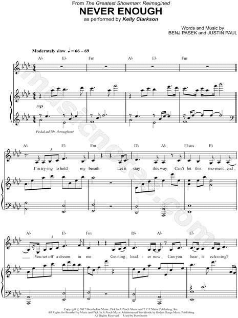 Kelly Clarkson "Never Enough" Sheet Music in Ab Major (transposable ...