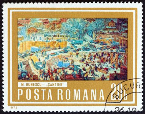 ROMANIA CIRCA 1973 A Stamp Printed In Romania Shows Construction