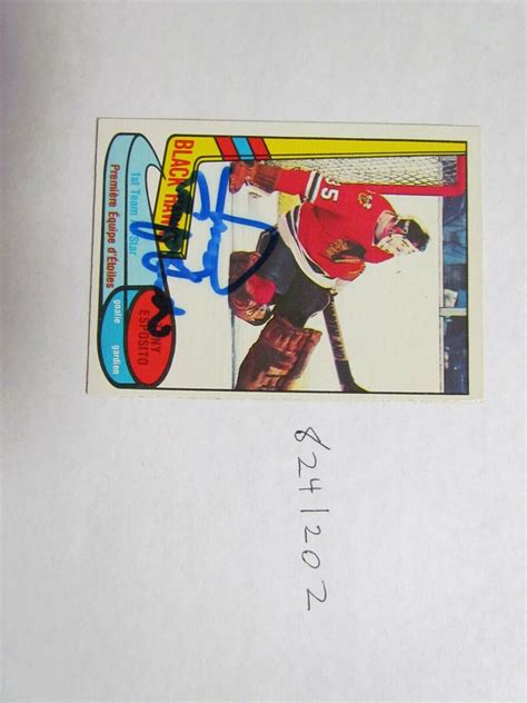 1980 1981 O Pee Chee Tony Esposito SIGNED Hockey CARD BECKETT PRE