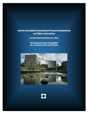 Fillable Online My Clevelandclinic Interim Unaudited Consolidated