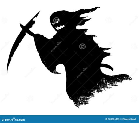 Vector Illustration Of Black Silhouette Of Creepy Or Spooky Halloween