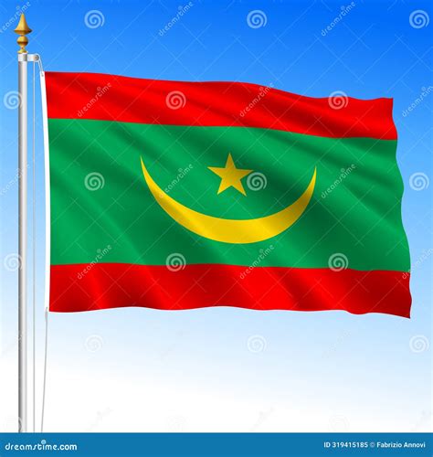 Mauritania, Official National Waving Flag, Africa Stock Vector