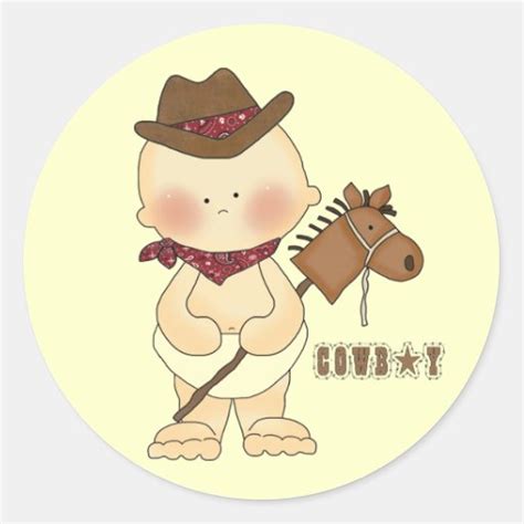 Western Theme Cute Baby Cowboy Fun Stickers | Zazzle