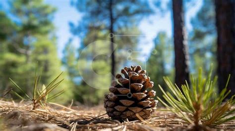 Discover The Beauty Of A Single Pine Cone In The Forest Stock Photo