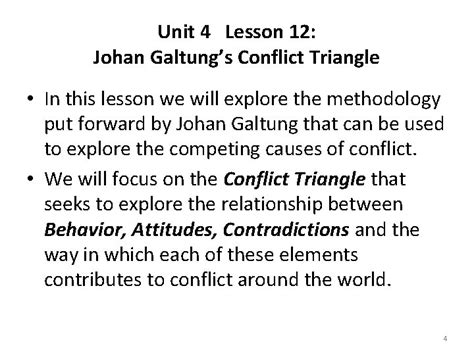 Unit 4 Lesson 12 Johan Galtungs Conflict Triangle