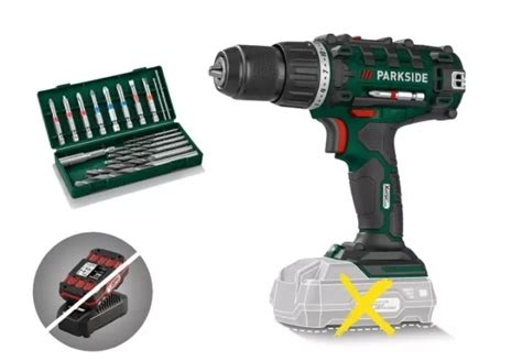 Parkside Cordless Drill Set V Pabs Li E Bare Unit Only