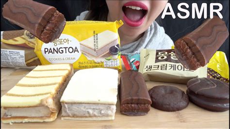 Asmr Korean Ice Cream Cake Sandwich Chocolate Snacks Relaxing Eating