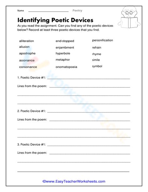 Identifying Poetic Devices Worksheet - Worksheets Library