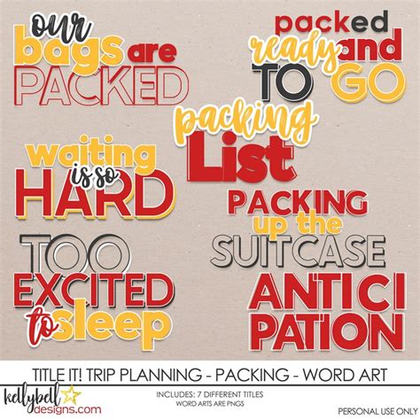 Title It! Trip Planning-Packing Word Art - Kellybell Designs