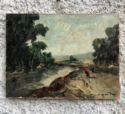 QUADRO VINTAGE PAESAGGIO Campestre Dipinto A Olio Su Tela EUR 80 00