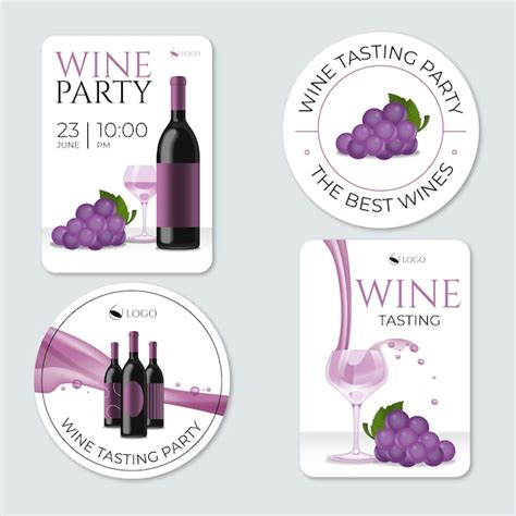 Free Vector Realistic Wine Party Labels Template