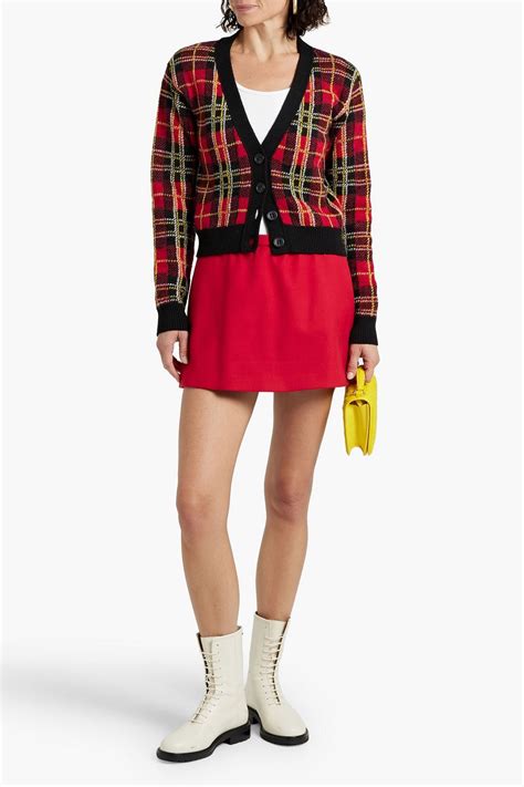 REDVALENTINO Checked Jacquard Knit Wool Cardigan THE OUTNET