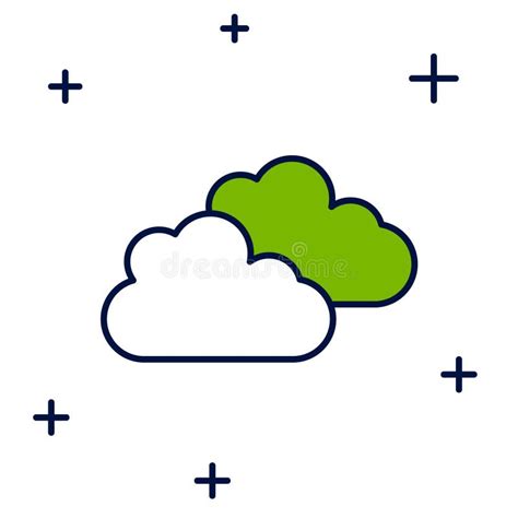 Icono De Nube De Esquema Relleno Aislado En Fondo Blanco Vector Stock