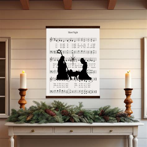 Silent Night Christmas Sheet Music Art Nativity Wall Art Nativity Scene