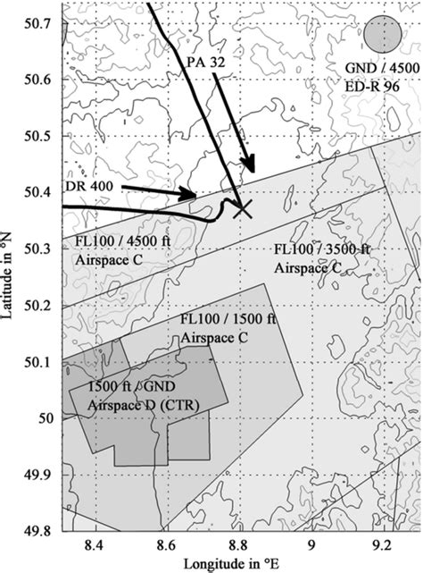 Airspace Map Showing Radar Tracks Of Both Aircraft Before The Collision