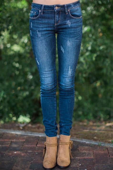 Rough Up Dark Blue Skinny Jeans At Skinny Jeans