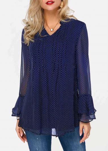 Button Front Short Sleeve Dot Print Blouse Usd 26 64