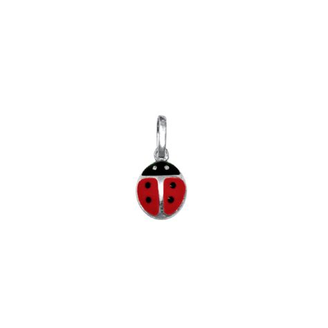 Pendentif Carador Coccinelle En Argent Et Mail Rouge Et Noir