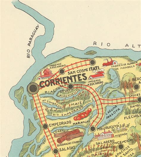 Pictorial Map of Corrientes. Argentina. Vintage Home Deco | Etsy