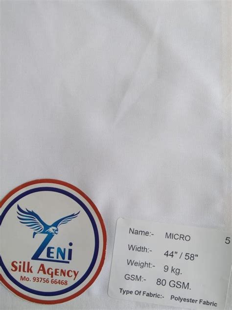 Plain Solids Micro Polyester Fabric White At Rs Meter In Surat