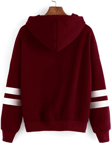 Drop Shoulder Varsity Striped Hoodie Shein Usa