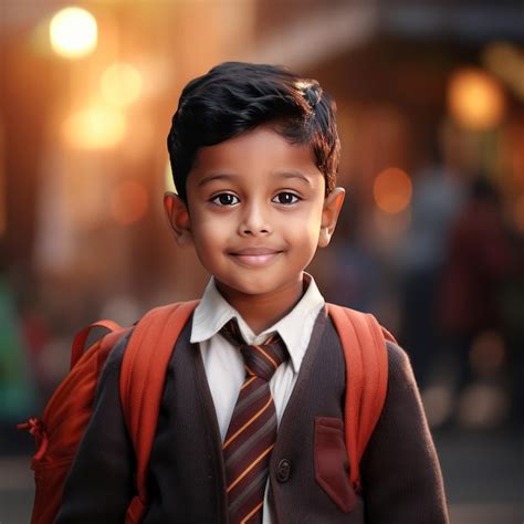 Premium Photo Cute Indian Little School Boy In Uniform