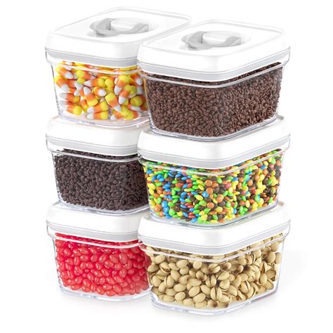 Airtight Food Storage Containers with White Lids Small Candy Bin – 6 P ...