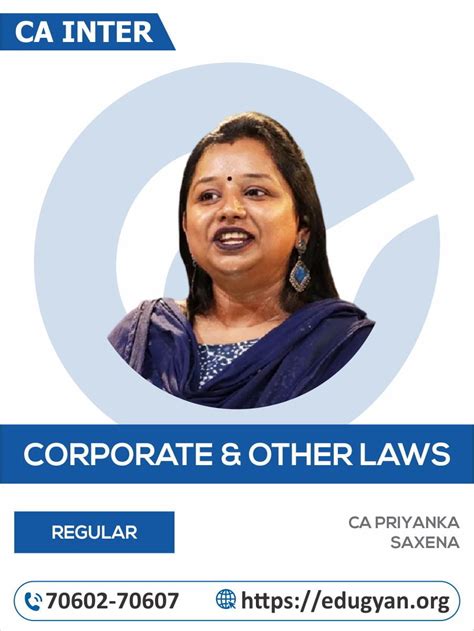 Ca Inter Corporate And Other Law By Ca Priyanka Saxena 2022 Syllabus