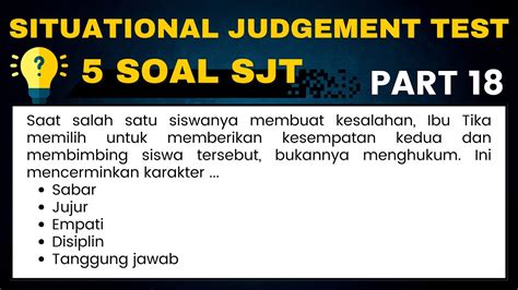 TERBARU 5 SOAL SJT SITUATIONAL JUDGEMENT TEST SOAL OBSERVASI