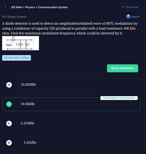 Jee Main Physics Communication Systemq Single Correct A Diode De