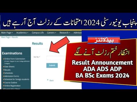 Today Result Announcement Of ADA ADS ADP BA BSC 2024 Exams Punjab