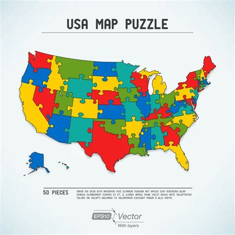 USA map puzzle Stock Vector Image by ©RoboLab #25277101