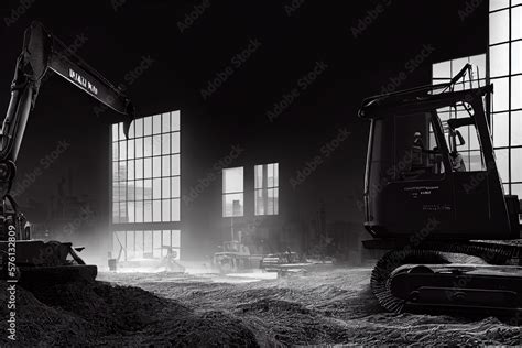 drawing of a excavator. isolated drawing in black. Generative AI Stock ...