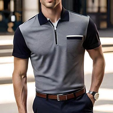 Homens Polo zíper Camisa de golfe Casual Feriado Lapela Quarter Zip