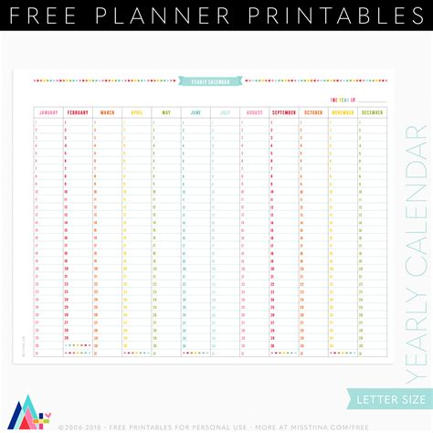 Free Printable Yearly Calendar - Printable Word Searches