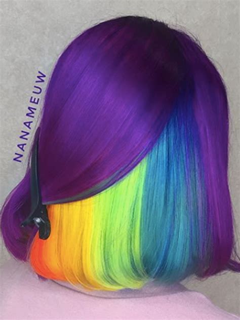 Purple Hair Color With Hidden Rainbow Layer Turns Heads On Instagram Allure