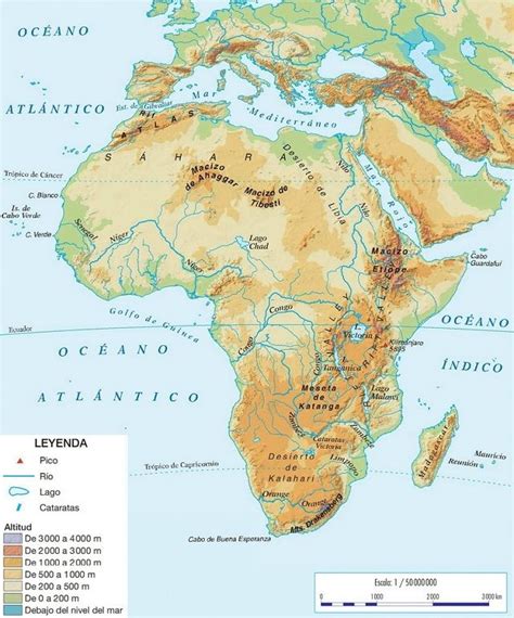 Mapa F Sico De Frica Africa Mapa Mapa Fisico Mapas