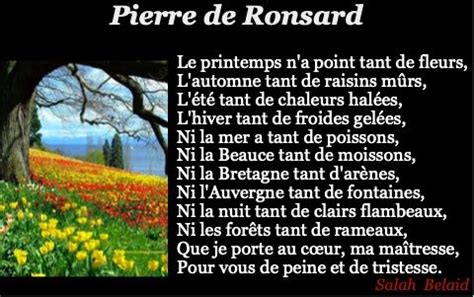 La Pens E Du Jour Le Printemps Pierre De Ronsard Ronsard Pensee