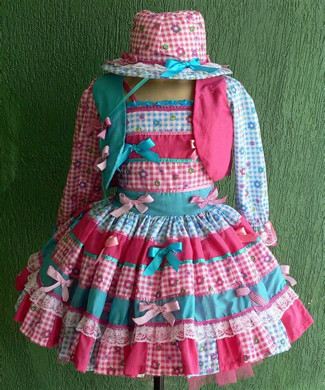 Vestido de festa Junina Infantil Modelos para dançar quadrilha Toda