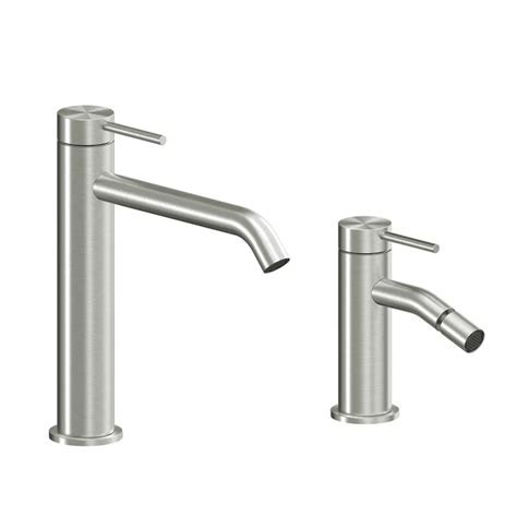 Set Miscelatore Lavabo Bocca Lunga E Bidet Acciaio Inox L Pure